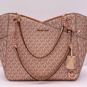 SOLD Michael Kors Jet Set Logo Chain LG Shoulder Bag Pink $458